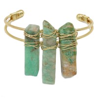 Organic Aquamarine Stone Fragments Wrapped Cuff